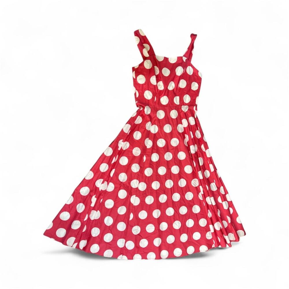 Vintage 90s Laura Ashley Polka Dot Midi Dress SZ 8